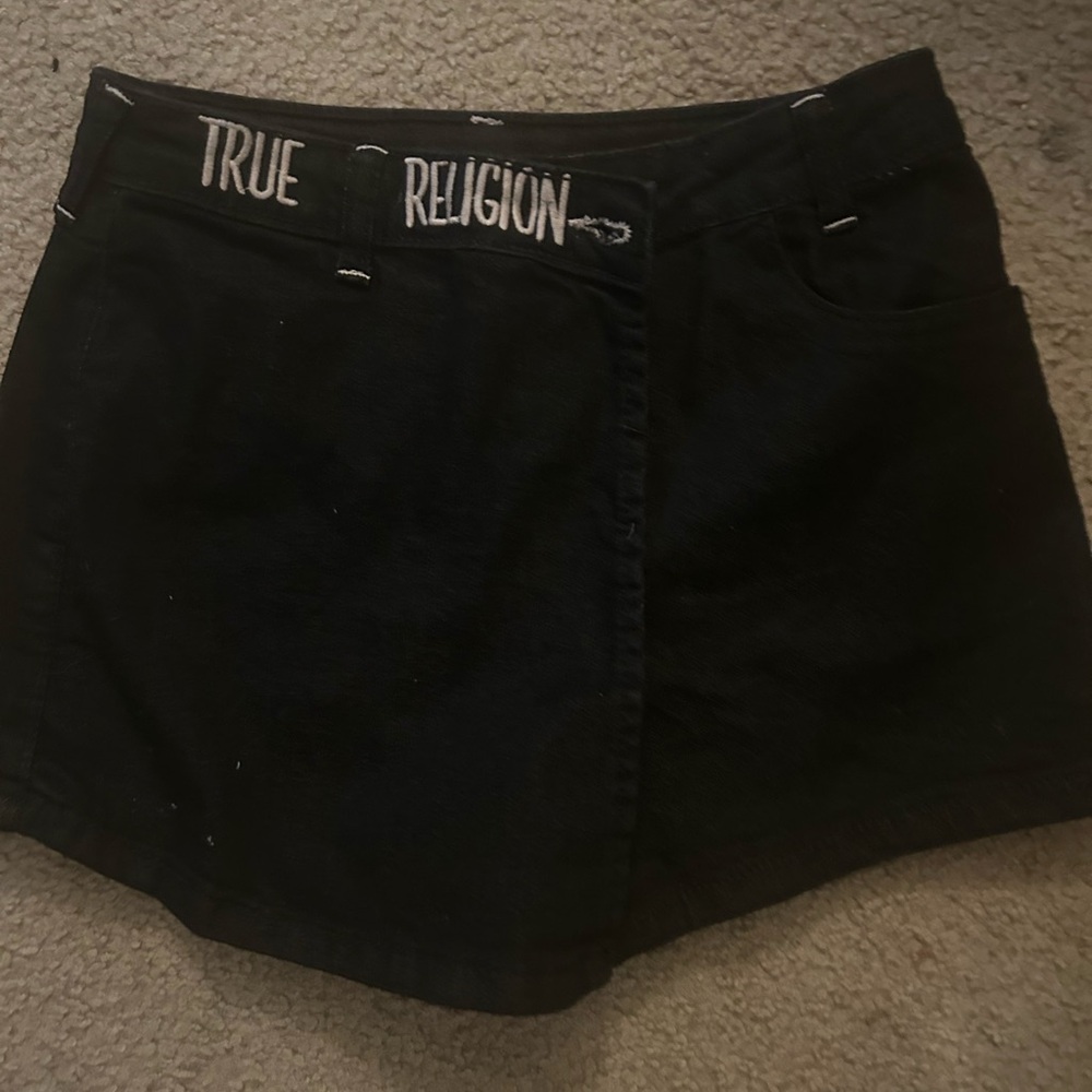 True Religion Black Denim Skirt
